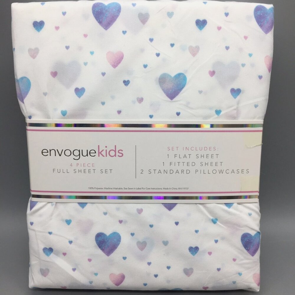 NEW Envogue Ombre Hearts FULL Sheet Set Purple Blue Pink Girls Love Valentine